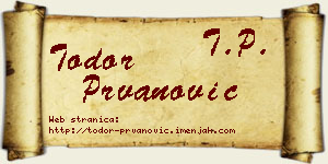 Todor Prvanović vizit kartica